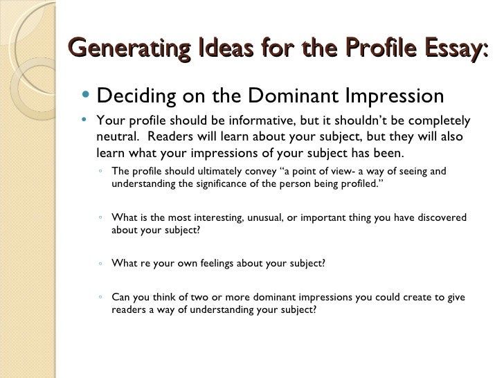 Dominant impression essay examples