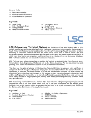 Lsc Co LSC Company Profile | DOC