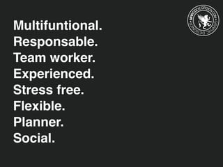 MARC
ODEGROEN.
COMGRAP
HICDESIG
NER
Multifuntional.
Responsable.
Team worker.
Experienced.
Stress free.
Flexible.
Planner.
Social.
 