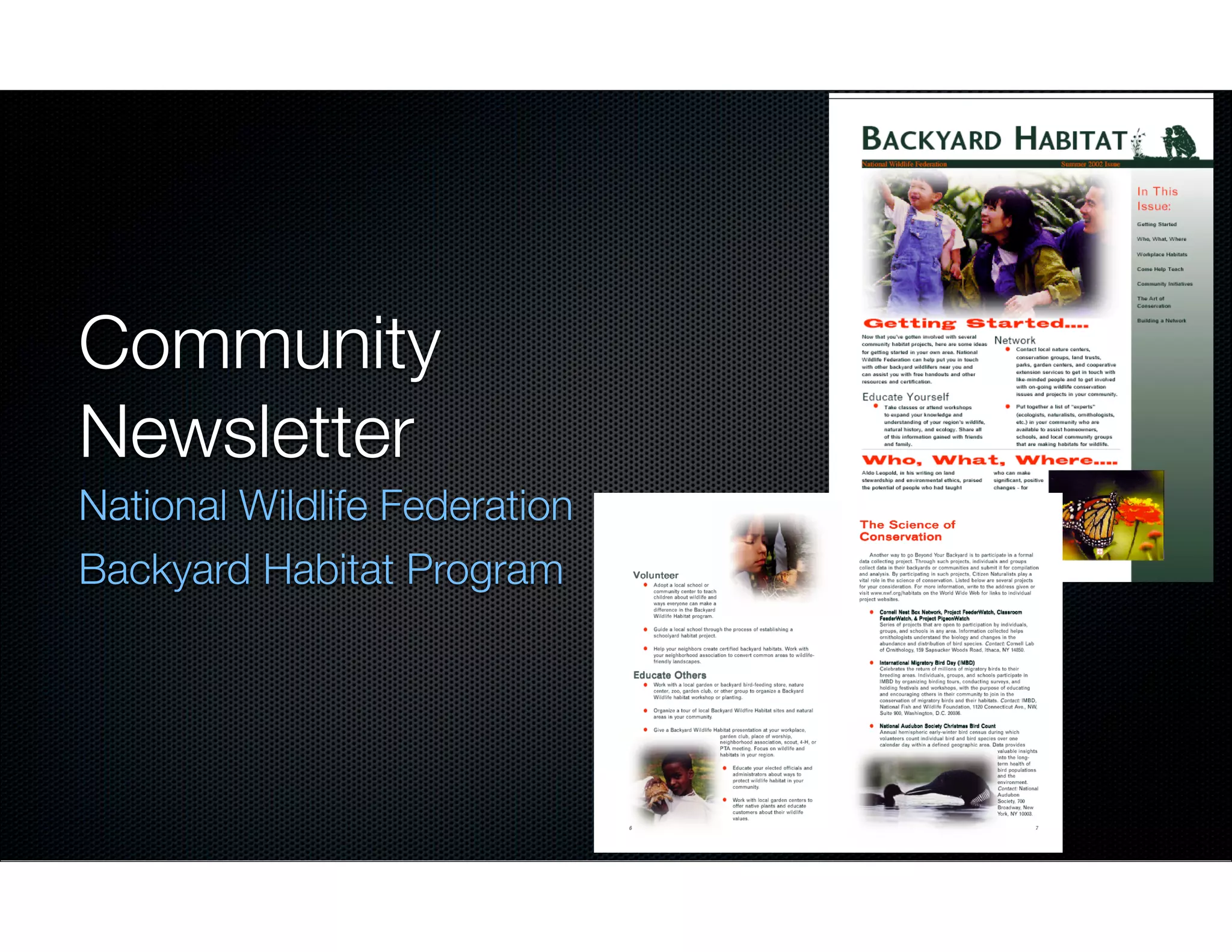 Community
Newsletter
National Wildlife Federation
Backyard Habitat Program

 