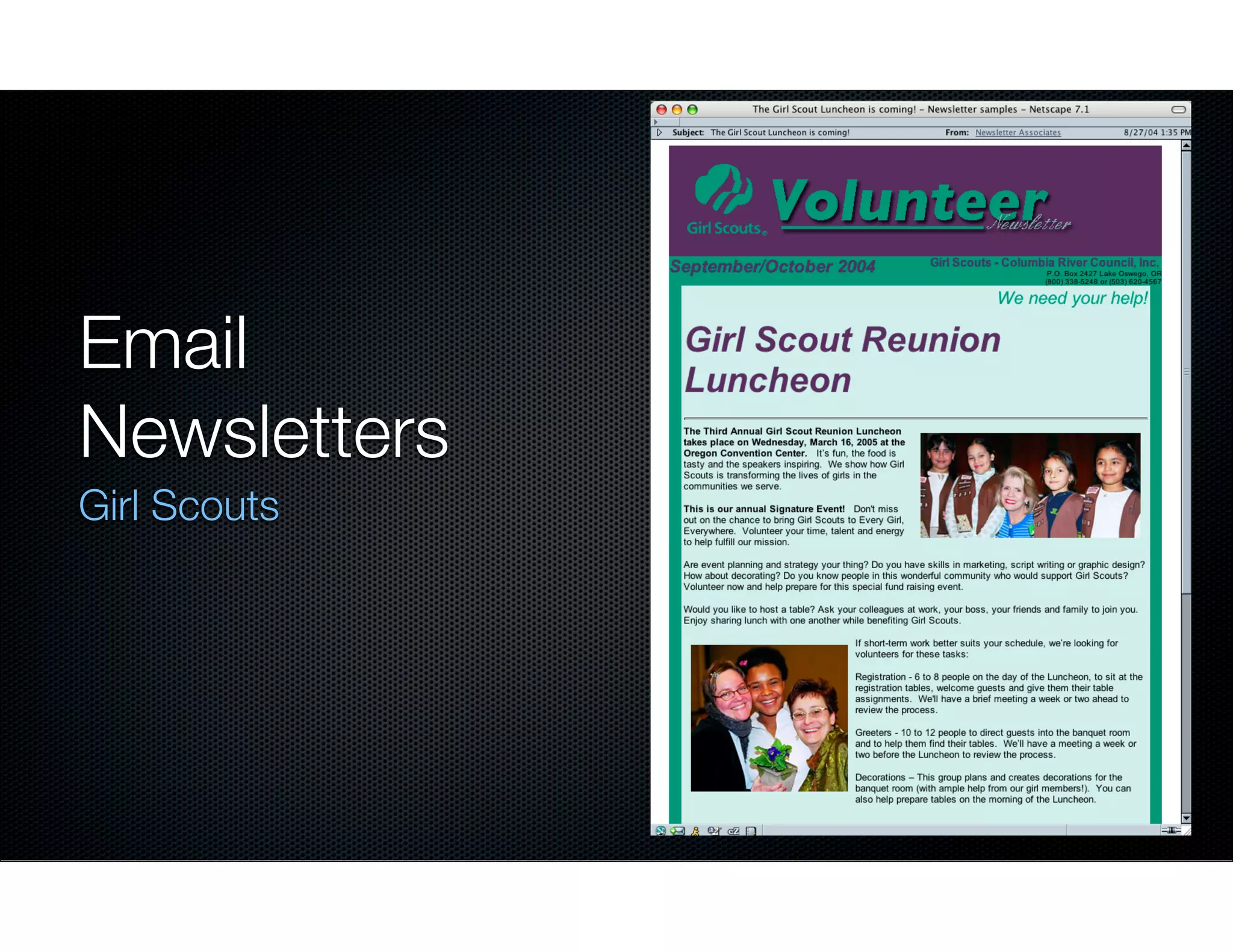 Email
Newsletters
Girl Scouts

 