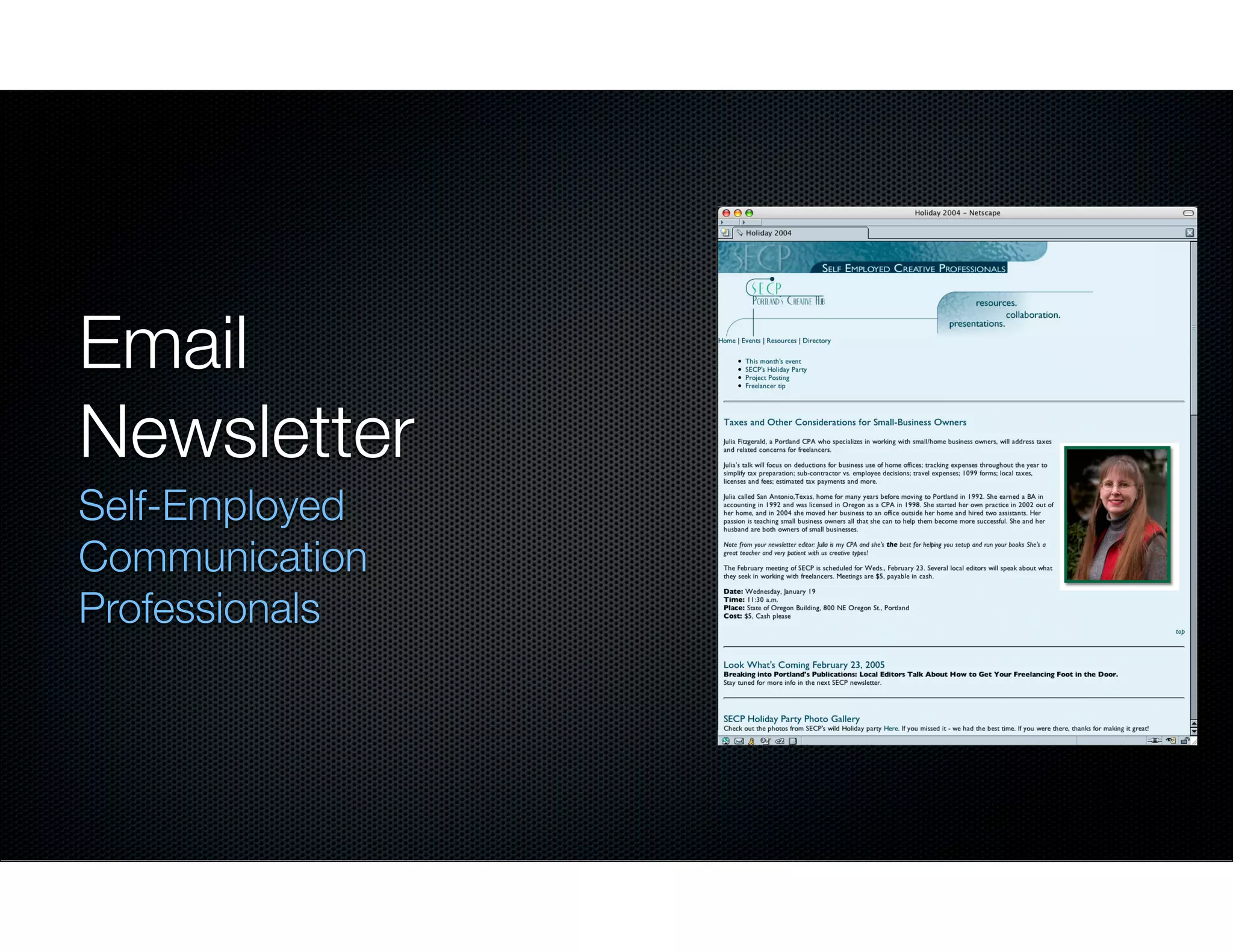 Email
Newsletter
Self-Employed
Communication
Professionals

 