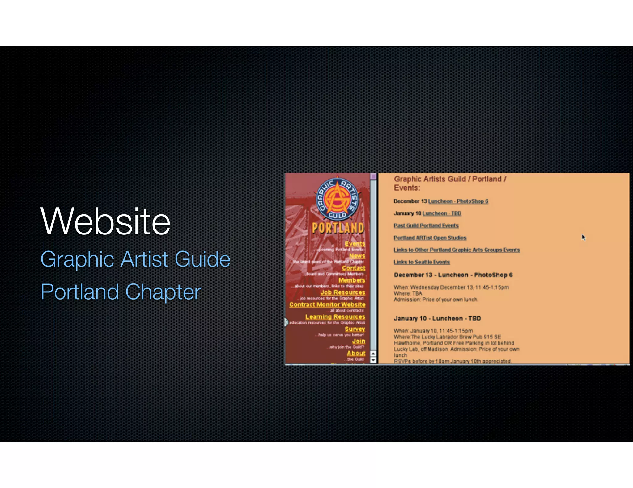 Website
Graphic Artist Guide
Portland Chapter

 