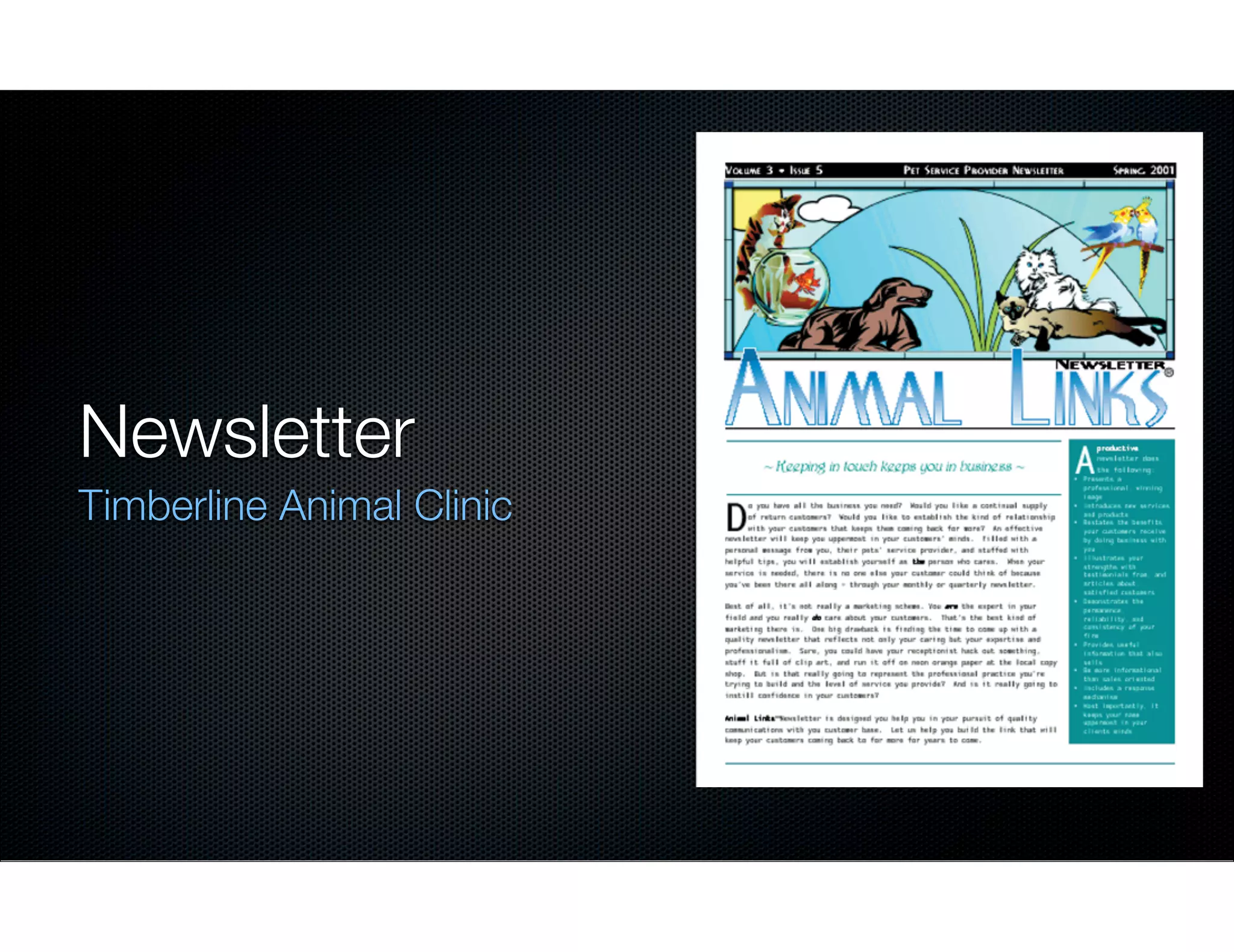 Newsletter
Timberline Animal Clinic

 