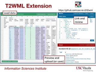 Information Sciences Institute
T2WML Extension
Load data
Link and
review
Preview and
upload (or save)
https://github.com/u...