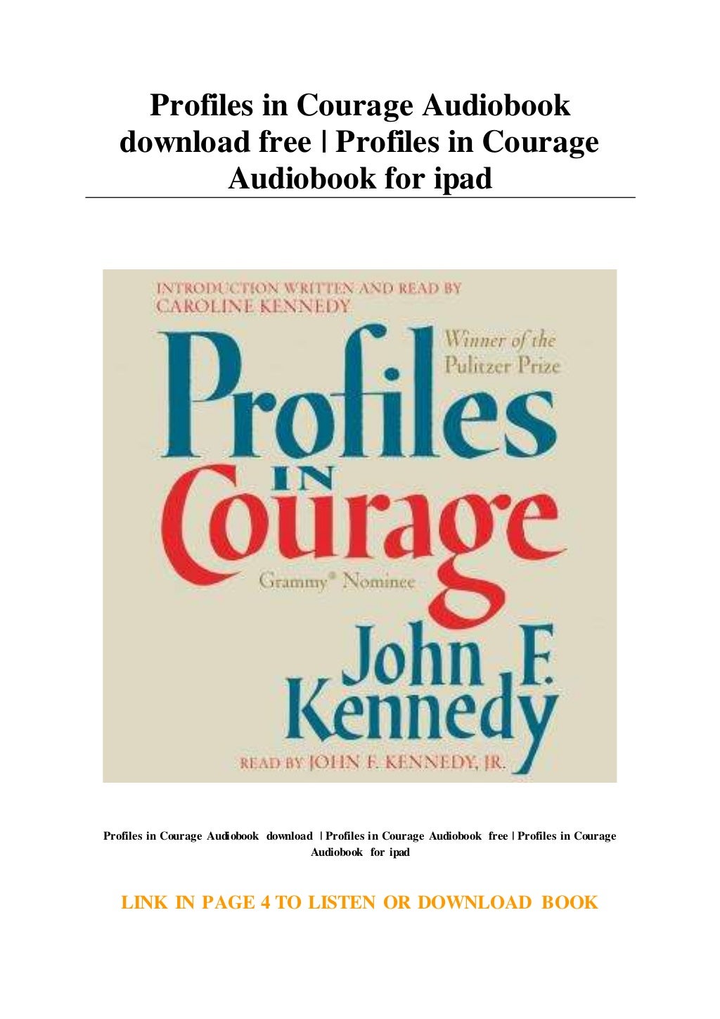 Profiles in Courage Audiobook download free Profiles in Courage Aud…