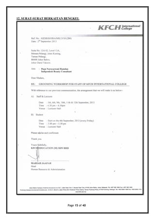 Page 15 of 40
12. SURAT-SURAT BERKAITAN BENGKEL
 