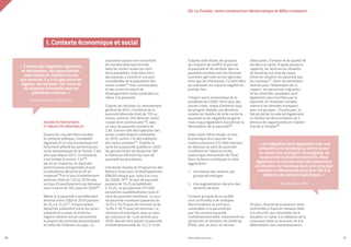 population pauvre est concentrée
de manière disproportionnée
dans les zones rurales (un tiers
de la population, mais deux tiers
des pauvres y vivent) et une part
considérable de la population des
zones rurales22 (non communales)
et des zones en retard de
développement reste vulnérable au
retour à la pauvreté.
D’après les résultats du recensement
général de 2014, l’incidence de la
pauvreté observée était de 15% au
niveau national, 26% dans les zones
rurales (non communales23), avec
un taux de pauvreté extrême de
2,9%. Environ 49% des habitants des
zones rurales étaient vulnérables
en 2015, contre 21% des habitants
des zones urbaines24. D’après la
carte de la pauvreté publiée en 2020,
les gouvernorats de Kasserine, Kef
et Kairouan affichent les taux de
pauvreté les plus élevés.
Une étude récente du Programme des
Nations Unies pour le Développement
(PNUD) indique que, suite à la crise
du COVID-1925, le taux de pauvreté
passera de 15,2% actuellement
à 19,2%, ce qui placerait 475 000
personnes supplémentaires sous le
seuil de pauvreté monétaire. Le taux
de pauvreté monétaire passerait de
15,5% à 19,7% pour les femmes et de
14,8% à 18,7% pour les hommes. La
récession économique, avec un taux
de croissance de -4,4% estimé pour
2020, devrait faire passer la pauvreté
multidimensionnelle de 13,2 à 15,6%.
PAUVRETÉ PERSISTANTE
ET INÉGALITÉS RÉGIONALES
Durant les cinq dernières années,
le contexte politique, l’instabilité
régionale et la crise économique ont
fortement affecté les performances
socio-économiques de la Tunisie. C’est
ainsi que depuis 2011, la croissance
s’est limitée à environ 1,5%18
par an en moyenne, en deçà des
performances enregistrées durant
la précédente décennie (4,5% en
moyenne19) et le taux d’endettement
extérieur était de 72% en 2019 avec
un taux d’investissement qui demeure
sous la barre de 19% jusqu’en 202020.
Même si la pauvreté a sensiblement
diminué entre 2000 et 2015 passant
de 25,4 à 15,2%21, d’importantes
disparités subsistent entre les zones
urbaines et rurales, et entre les
régions côtières (où se concentrent
la plupart des activités économiques)
et celles de l’intérieur du pays. La
D’après cette étude, les groupes
qui risquent de souffrir le plus de
la pauvreté et de sombrer dans la
pauvreté extrême sont les femmes
ouvrières agricoles et non agricoles
ainsi que les chômeuses. Ce sont elles
qui subissent les impacts négatifs en
premier lieu.
L’impact socio-économique de la
pandémie de COVID-19 en plus des
autres crises, risque d’anéantir tous
les progrès réalisés ces dernières
années en matière de lutte contre la
pauvreté et les inégalités de genre,
mais risque également d’accentuer la
féminisation de la pauvreté26.
Selon cette même étude, ce choc
économique fera basculer les
revenus d’environ 475 000 individus
en dessous du seuil de pauvreté
monétaire en l’absence d’une
quelconque intervention de l’État.
Deux facteurs contribuent à cette
aggravation :
1.	 Une baisse des revenus par
groupe de ménages
2.	 Une augmentation des prix des
aliments de base
Certains groupes de la société
sont confrontés à de multiples
discriminations et sont plus
vulnérables à la pauvreté (ce
que l’on nomme pauvreté
multidimensionnelle), notamment les
personnes en situation de handicap
(PSH), avec un écart en termes
d’éducation, d’emploi et de qualité de
vie liée à la santé. D’après plusieurs
rapports, les femmes en situation
de handicap ont plus de risque
d’être en situation de pauvreté que
les hommes27. Selon les entretiens
réalisés pour l’élaboration de ce
rapport, les personnes migrantes
et les minorités racialisées sont
également plus touchées par la
pauvreté, et l’exclusion sociales
même si les données manquent
pour ces groupes.  D’autre part, le
fait de porter le voile est également
un facteur de discrimination car il
diminue les opportunités en matière
d’accès à l’emploi28.
De plus, l’économie tunisienne reste
confrontée à d’autres menaces liées
à la sécurité, aux retombées de la
situation en Lybie, à la faiblesse de la
croissance dans la zone euro et à la
détérioration des investissements.
I. Contexte économique et social
« Les inégalités sont régionales avec une
prévalence du handicap au centre ouest
en raison des mariages consanguins, de
la pauvreté multidimensionnelle. Mais
également la concentration des personnes
en situation de handicap dans une zone (par
exemple La Mannouba) peut être liée à la
présence de services spécifiques. »
Représentant ONG
03. La Tunisie : entre construction démocratique et défis croissants
PROFIL GENRE TUNISIE | 2021
30 31
« Il existe des inégalités régionales
et des besoins, des opportunités,
notamment en matière d’accès
aux services. Il y a un gap entre les
régions, les services ; les femmes
en situation informelle sont les
premières victimes. »
Représentante société civile
 