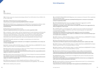 PROFIL GENRE TUNISIE | 2021
178 179
18. En Tunisie, le taux de croissance économique a été de 1% en 2019 contre 2,5% en 2018 et 1,9%
en 2017, selon l’INS.
19. UNICEF (2020) Analyse de la situation des enfants.
https://www.unicef.org/tunisia/media/2986/file/SITAN-11-2020.pdf
20. KAPITALIS (2020) Tunisie : la hausse du taux d’intérêt freine l’investissement, 20 février 2020.
http://kapitalis.com/tunisie/2020/02/20/tunisie-la-hausse-du-taux-dinteret-freine-
linvestissement/
21. INS (2020) Carte de la pauvreté en Tunisie.
http://ins.tn/publication/carte-de-la-pauvrete-en-tunisie-septembre-2020
22. Le concept de « zones rurales » est flou, d’autant plus qu’il n’a plus d’existence institutionnelle
depuis la municipalisation de l’ensemble du territoire en 2016 avec la création de 85 nouvelles
communes. Avant cette date les « zones rurales » qui sont dites non communales étaient
constituées de tous les territoires en dehors des communes. Les zones rurales étaient alors
directement sous l’autorité du gouverneur sans aucune représentation des acteurs locaux.
23. INS (2015) Enquête nationale sur le budget, la consommation et le niveau de vie
des ménages INS.
http://ins.tn/enquetes/enquete-nationale-sur-le-budget-la-consommation-et-le-niveau-de-
vie-des-menages-2015
24. KOKAS, Deeksha; LOPEZ-ACEVEDO, Gladys; EL LAHGA, Abdel Rahman &MENDIRATTA, Vibhuti
(2020). Impacts of COVID-19 on household welfare in Tunisia.
25. PNUD (2020). Impact économique du COVID-19 en Tunisie. Analyse en termes de vulnérabilité
des ménages et des micro et très petites entreprises.
https://www.arabstates.undp.org/content/rbas/en/home/library/crisis-response0/economic-
impact-of-covid-19-in-tunisia-.html
26. PNUD (2020). Impact économique du COVID-19 en Tunisie. Analyse en termes de vulnérabilité
des ménages et des micro et très petites entreprises.
https://www.arabstates.undp.org/content/rbas/en/home/library/crisis-response0/economic-
impact-of-covid-19-in-tunisia-.html
27. TRANI, Jean Francois et Al. (2015). Disability and Poverty in Morocco and Tunisia :
A Multidimensional Approach. Journal of Human Development and Capabilities, 16:4, 518-548.
28. Entretiens réalisés par les auteures.
29. LECONOMISTEMAGHREBIN (2020) Régression de la croissance en Tunisie de 10% en septembre
2020 (15 novembre 2020).
https://www.leconomistemaghrebin.com/2020/11/15/regression-croissance-economique-
tunisie-10-septembre-2020/
30. AFRICANMANAGER (2020) Hausse du budget de l’Etat 9,5% et aggravation du déficit
budgétaire à 13,4% du PIB » (20 octobre 2020.) African Manager.
https://africanmanager.com/lfc-2020-hausse-du-budget-de-letat-de-95-et-aggravation-du-
deficit-budgetaire-a-134-du-pib/
31. LA PRESSE (2021) La loi de finances 2021, rapport du suivi de la situation économique de
la Tunisie en 2020 : rétablir la crédibilité du cadre macro-économique pour une reprise de la
croissance (06 janvier 2021).
https://lapresse.tn/83532/loi-de-finances-2021-rapport-du-suivi-de-la-situation-
economique-de-la-tunisie-en-2020-retablir-la-credibilite-du-cadre-macroeconomique-pour-
une-reprise-de-la-croissance/
32. KOKAS, Deeksha ; LOPEZ-ACEVEDO, Gladys; EL LAHGA, Abdel Rahman &MENDIRATTA, Vibhuti
(2020). Impacts of COVID-19 on household welfare in Tunisia.
33. Banque Mondiale (2020) tunisia’s Economic Update – April 2020.
https://www.worldbank.org/en/country/tunisia/publication/economic-update-april-2020
34. KOKAS, Deeksha ; LOPEZ-ACEVEDO, Gladys; EL LAHGA, Abdel Rahman &MENDIRATTA, Vibhuti
(2020). Impacts of COVID-19 on household welfare in Tunisia.
35. KOKAS, Deeksha ; LOPEZ-ACEVEDO, Gladys; EL LAHGA, Abdel Rahman &MENDIRATTA, Vibhuti
(2020). Impacts of COVID-19 on household welfare in Tunisia.
36. ONU Femmes (2020) Genre et Crise du COVID19 en Tunisie : défis et recommandations.
https://www2.unwomen.org/-/media/field%20office%20arab%20states/attachments/
publications/2020/05/police%20brief%20onu%20femmes%20tunisie.pdf?la=en&vs=1704
37. WEBMANAGER (2020). La Tunisie lance sa stratégie de lutte contre la traite des personnes
(2018-2023). 31 juillet 2020.
https://www.webmanagercenter.com/2018/07/31/422871/la-tunisie-lance-sa-strategie-de-
lutte-contre-la-traite-des-personnes-2018-2023/
38. ONU Femmes (2020). Les femmes tunisiennes à l’épreuve de la Covid-19 : du confinement au
déconfinement, Policy brief mai-juin 2020.
https://arabstates.unwomen.org/en/digital-library/publications/2020/07/policy-brief-
Notice bibliographique
Notes et références
a
 