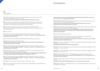 PROFIL GENRE TUNISIE | 2021
184 185
87. DEJOUI, Nadia (2018) Tunisie : le taux d’analphabétisme est en hausse et atteint 19,1%.
L’Économiste maghrébin (13 septembre 2018).
https://www.leconomistemaghrebin.com/2018/09/13/analphabetisme-tunisie/
88. Comité des droits des personnes handicapées (2020) : Contribution de la société civile
à l’examen des 2ème et 3ème rapport périodique combinés présentés par la Tunisie pour
l’application de la Convention des droits des personnes handicapées.
89. Ministère de l’Enseignement supérieur et de la Recherche Scientifique (2016)
Indicateurs statistiques sur les diplômés de l’Enseignement supérieur des secteurs publics
et privés (2007-2016).
90. INS : T4 (2017).
91. OIT (2016) : Évaluation nationale du développement de l’entrepreneuriat féminin.
http://www.oit.org/wcmsp5/groups/public/---ed_emp/---emp_ent/---ifp_seed/documents/
publication/wcms_551170.pdf
92. OIT (2016) : Évaluation nationale du développement de l’entrepreneuriat féminin.
93. Base de données Genre et le Droit à la Terre.
http://www.fao.org/gender-landrights-database/country-profiles/listcountries/general-
introduction/fr/?country_iso3=TUN
94. OIT (2016) Evaluation nationale du développement de l’entrepreneuriat féminin. Tunisie.
http://www.oit.org/wcmsp5/groups/public/---ed_emp/---emp_ent/---ifp_seed/documents/
publication/wcms_551170.pdf
95. MOISSERON, Jean-Yves et Al (2014) Rapport final sur l’accès et le maintien des femmes à
l’emploi de qualité au Maroc, en Tunisie et en Turquie.
https://www.cmimarseille.org/sites/default/files/newsite/library/files/fr//AFD%20Emploi%20
des%20femmes%20Rapport%20sept%202014%20%28French%29.pdf
96. OIT (2016) Évaluation nationale du développement de l’entrepreneuriat féminin. Tunisie
http://www.oit.org/wcmsp5/groups/public/---ed_emp/---emp_ent/---ifp_seed/documents/
publication/wcms_551170.pdf
97. Budget temps des femmes et des hommes en Tunisie, 2005 – 2006.
98. ONU Femmes (2020) The role of the care economy in promoting gender equality. Progress of
women in the Arab Sates.
https://arabstates.unwomen.org/en/digital-library/publications/2020/12/the-role-of-the-
care-economy-in-promoting-gender-equality
99. LECONOMISTEMAGHREBIEN (2019) Mohamed Chaouch  Le taux de mortalité maternelle est
très élevé en Tunisie. L’Économiste Maghrébin.
https://www.leconomistemaghrebin.com/2019/10/02/mohamed-chaouch-le-taux-
demortalite-maternelle-est-tres-eleve-en-tunisie/
100. ATFD (2020) Rapport d’examen approfondi de la Société civile tunisienne sur la mise en œuvre
de la Déclaration et du Programme d’Actions de Beijing.
https://ngocsw.org/wp-content/uploads/2020/03/Rapport-d’examen-approfondi-de-la-
Société-civile-tunisienne-sur-la-mise-en-œuvre-de-la-Déclaration-et-du-Programme-
d’Actions-de-Beijing.pdf
101. Entretiens réalisés par les auteures.
102. UNFPA (2020) Etude sur les violences sexuelles et les besoins en santé sexuelle et
reproductive des jeunes et des femmes en situation de handicap.
https://tunisia.unfpa.org/fr/publications/etude-sur-les-violences-sexuelles-et-les-besoins-
en-santé-sexuelle-et-reproductive-des
103. MAFFI, Irene et AL (2018) Genre, santé et droits sexuels et reproductifs au Maghreb. L’année
du Maghreb. 17, 2017. p.133-150.
https://journals.openedition.org/anneemaghreb/3140
104. MAFFI, Irene et AL (2018) Genre, santé et droits sexuels et reproductifs au Maghreb. L’année
du Maghreb. 17, 2017. p.133-150.
105. MAFFI, Irene et AL (2018) Genre, santé et droits sexuels et reproductifs au Maghreb. L’année
du Maghreb. 17, 2017. p.133-150.
106. Webmanager (2020) Tunisie : 14 000 signalement sur la violence contre les femmes. 
https://www.webmanagercenter.com/2020/11/24/459566/tunisie-14-000-signalements-sur-
la-violence-contre-la-femme/
107. REJB, Noujoud (2020) Derrière une loi vitrine, le calvaire des femmes victimes de violences
continue.
https://inkyfada.com/fr/2020/10/08/application-loi-violences-femmes-tunisie/
108. CREDIF (2018) Pour une stratégie nationale pour la production d’indicateurs des VFF à partir
des registres administratifs.
Notice bibliographique
Notes et références
a
 