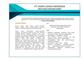 PROFIL GRIYA SEHAT, PELAYANAN KESEHATAN TRADISIONAL | PPT | Free Download