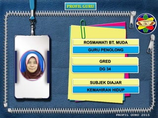 PROFIL GURU
ROSMAWATI BT. MUDA
GURU PENOLONG
DG 34
KEMAHIRAN HIDUP
GRED
SUBJEK DIAJAR
 