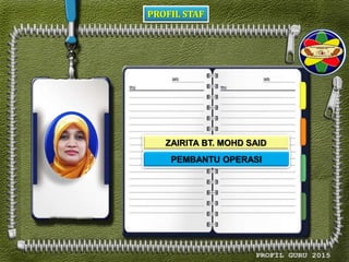 PROFIL STAF
ZAIRITA BT. MOHD SAID
PEMBANTU OPERASI
 
