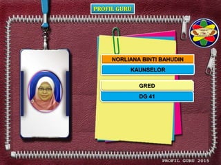 PROFIL GURU
NORLIANA BINTI BAHUDIN
KAUNSELOR
DG 41
GRED
 