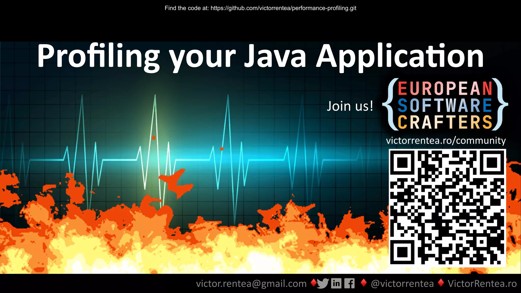 Proﬁling your Java Applica2on victor.rentea@gmail.com ♦ ♦ @victorrentea ♦ VictorRentea.ro Find the code at: https://github.com/victorrentea/performance-profiling.git Join us! victorrentea.ro/community 