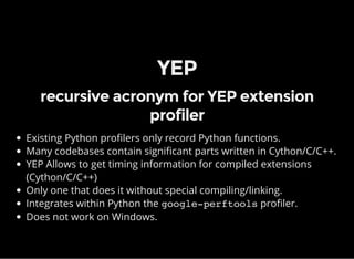 python c programming – cython: c-extensions for... Profiling in Python | PPT