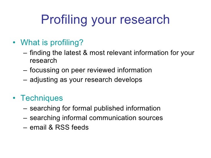 Profiling your research
