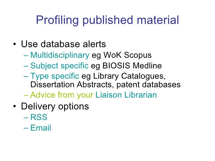 Profiling your research