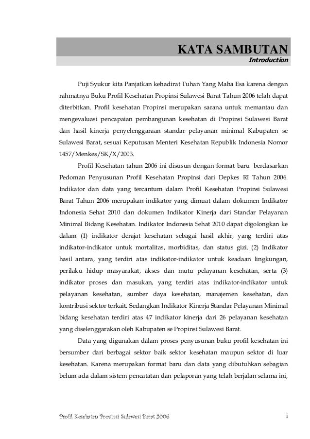 Profil Kesehatan Provinsi Sulawesi Barat Tahun 2006