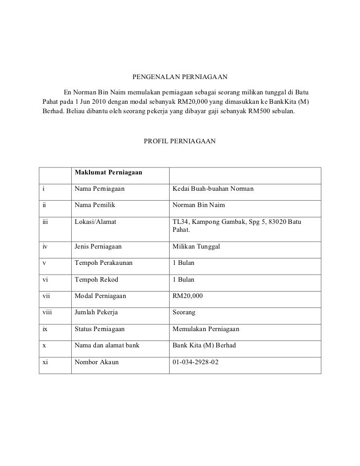 Profil perniagaan