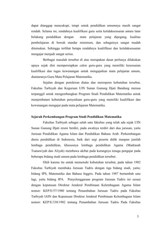 Profil prodi pendidikan matematika ftk uin sgd bandung | PDF