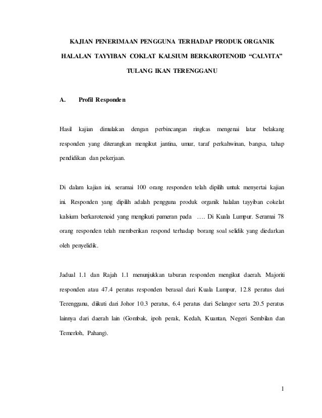 Profil responden kajian penerimaan pengguna produk cokelat 