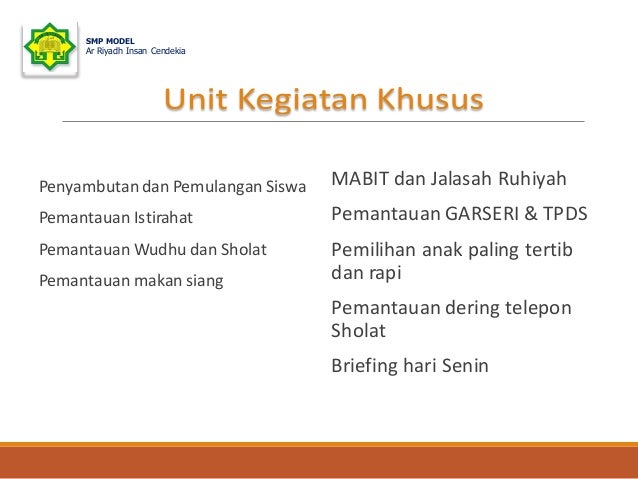 PROFIL SMP MODEL AR RIYADH INSAN CENDEKIA BEKASI