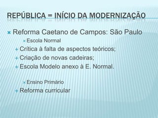 Professor – Funcionário do EstadoAntes do Ensino Normal:1827, estabelecia que a instrução seguiria o método do ensino mútuo (lancasteriano) e que os professores deveriam ser treinados nesse método nas capitais das respectivas províncias, às expensas dos próprios ordenados (MOACYR, 1936, p. 189). 
