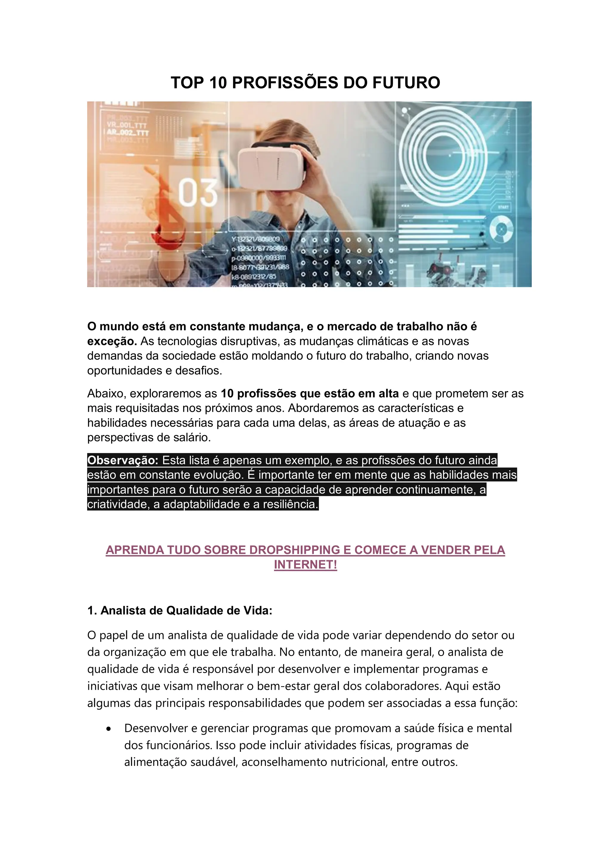 Profissões do Futuro: As Dez Profissões Mais Promissoras de Um Futuro ...