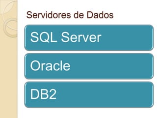 Servidores de Dados

SQL Server
Oracle
DB2

 