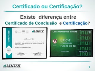 7
Certificado ou Certificação?
Existe diferença entre
Certificado de Conclusão e Certificação?
 