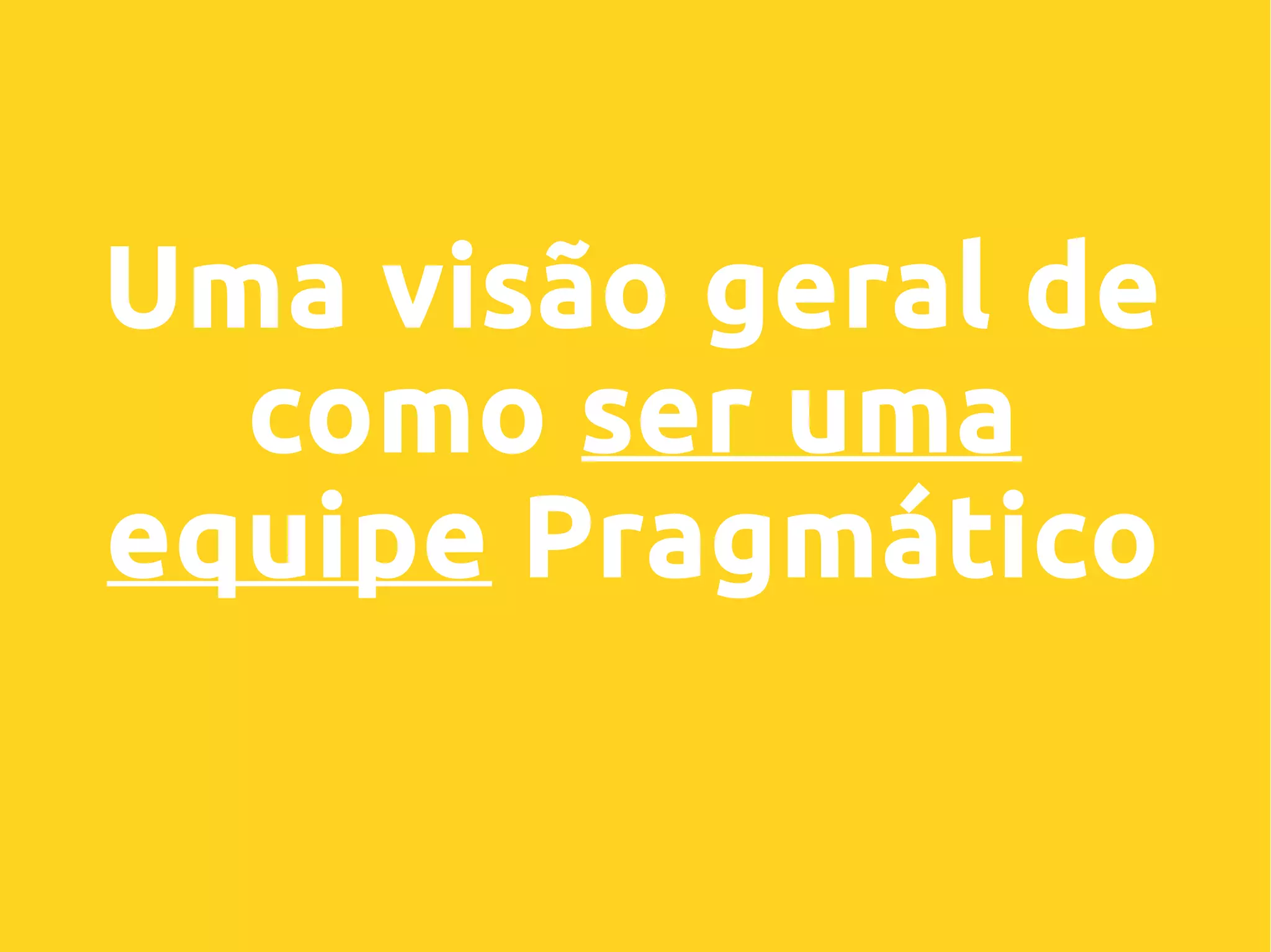 Uma visão geral de
como ser uma
equipe Pragmático
 