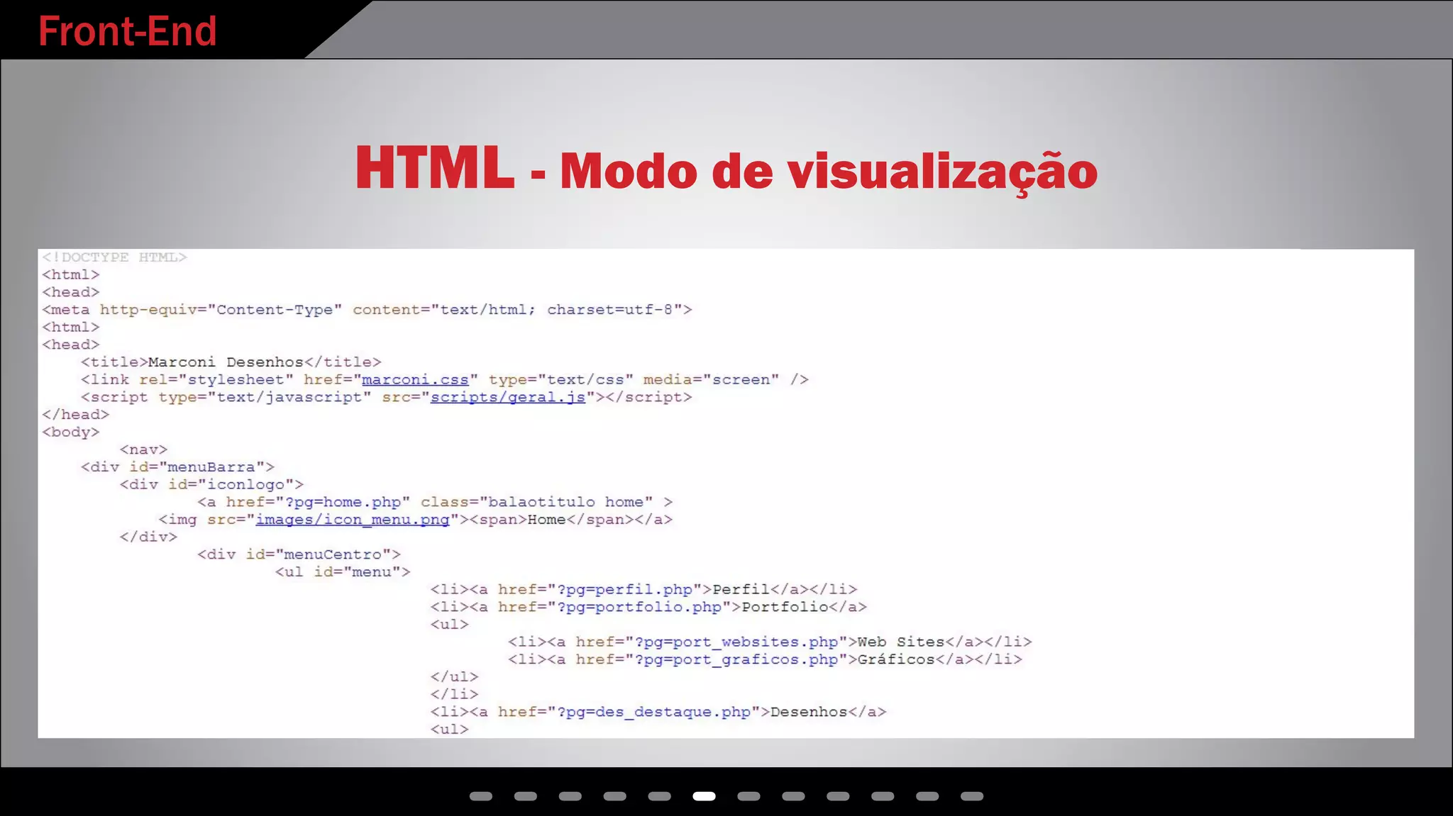 Front-End
HTML - Modo de visualização
 