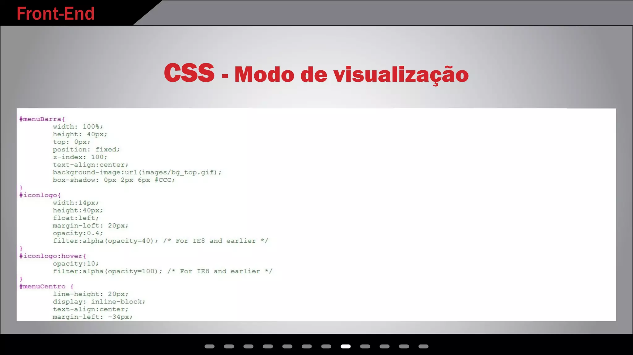 Front-End
CSS - Modo de visualização
 