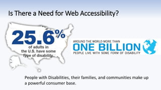 Is There a Need for Web Accessibility?
People with Disabilities, their families, and communities make up
a powerful consum...