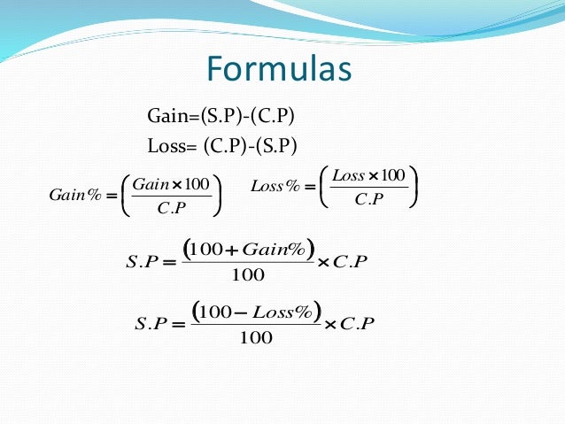 profit and loss formulas profits and loss formula
