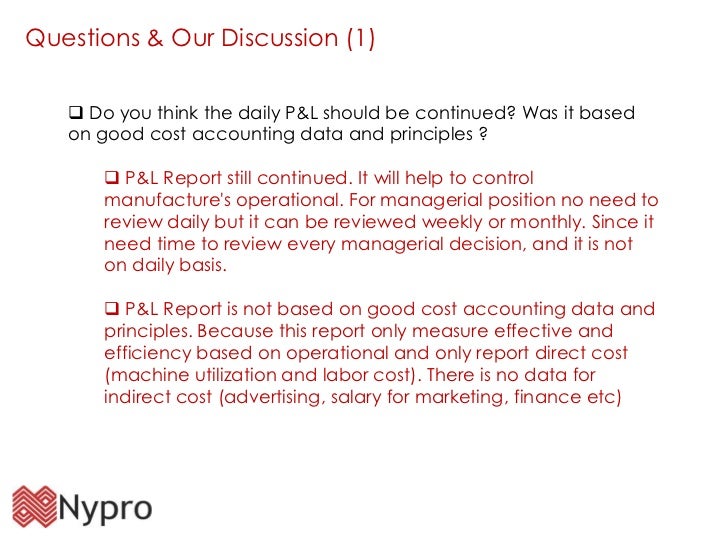 profit and loss report on nypro daily profit and loss