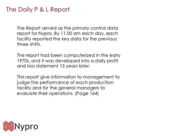 p and l report template operations manager report template