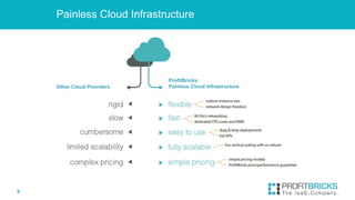 3
Other Cloud Providers
ProfitBricks:
Painless Cloud Infrastructure
Painless Cloud Infrastructure
 