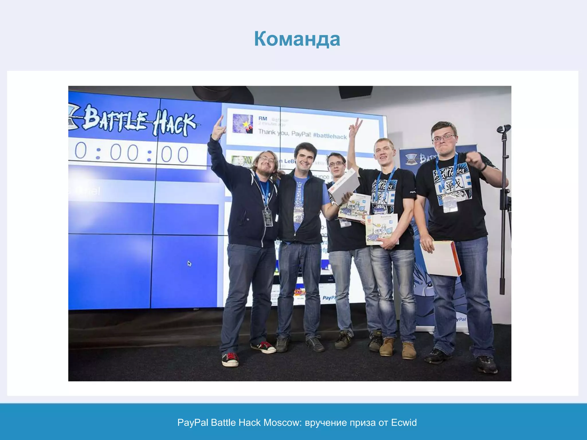 Команда
PayPal Battle Hack Moscow: вручение приза от Ecwid
 