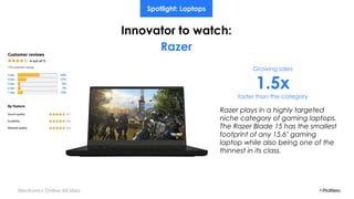 Electronics Online All Stars
Innovator to watch:
Razer
Spotlight: Laptops
Razer plays in a highly targeted
niche category ...
