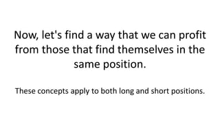 Now, let's find a way that we can profit
from those that find themselves in the
same position.
These concepts apply to both long and short positions.
 