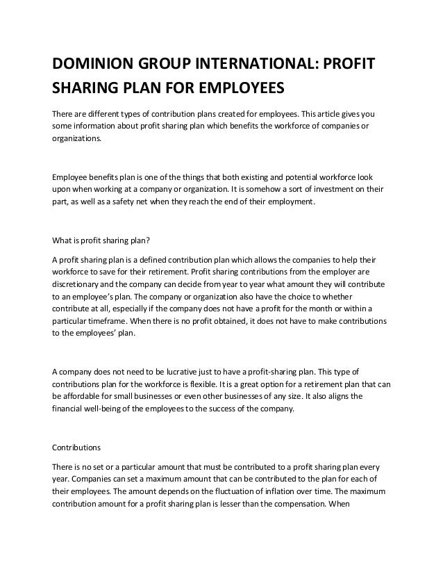 profit sharing plans for small businesses