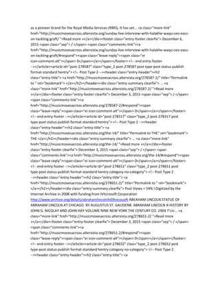 as a pioneer brand for the Royal Media Services (RMS), it has set... <a class="more-link"
href="http://musicmovesacross.altervista.org/sunday-live-interview-with-halakhe-waqo-ceo-eacc-
on-tackling-graft/ ">Read more »</a></div><footer class="entry-footer clearfix"> December 6,
2015 <span class="sep"> / </span> <span class="comments-link"><a
href="http://musicmovesacross.altervista.org/sunday-live-interview-with-halakhe-waqo-ceo-eacc-
on-tackling-graft/#respond"><span class="leave-reply"><span class="ei
icon-comment-alt"></span> 0</span></a></span></footer> <!-- end entry-footer
--></article><article id="post-278587" class="type_2 post-278587 post type-post status-publish
format-standard hentry"> <!-- Post Type 2 --><header class="entry-header"><h2
class="entry-title"> <a href="http://musicmovesacross.altervista.org/278587-2/" title="Permalink
to " rel="bookmark"> </a></h2></header><div class="entry-summary clearfix"> ... <a
class="more-link" href="http://musicmovesacross.altervista.org/278587-2/ ">Read more
»</a></div><footer class="entry-footer clearfix"> December 3, 2015 <span class="sep"> / </span>
<span class="comments-link"><a
href="http://musicmovesacross.altervista.org/278587-2/#respond"><span
class="leave-reply"><span class="ei icon-comment-alt"></span> 0</span></a></span></footer>
<!-- end entry-footer --></article><article id="post-278317" class="type_2 post-278317 post
type-post status-publish format-standard hentry"> <!-- Post Type 2 --><header
class="entry-header"><h2 class="entry-title"> <a
href="http://musicmovesacross.altervista.org/the-14/" title="Permalink to THE" rel="bookmark">
THE </a></h2></header><div class="entry-summary clearfix"> ... <a class="more-link"
href="http://musicmovesacross.altervista.org/the-14/ ">Read more »</a></div><footer
class="entry-footer clearfix"> December 3, 2015 <span class="sep"> / </span> <span
class="comments-link"><a href="http://musicmovesacross.altervista.org/the-14/#respond"><span
class="leave-reply"><span class="ei icon-comment-alt"></span> 0</span></a></span></footer>
<!-- end entry-footer --></article><article id="post-278651" class="type_2 post-278651 post
type-post status-publish format-standard hentry category-no-category"> <!-- Post Type 2
--><header class="entry-header"><h2 class="entry-title"> <a
href="http://musicmovesacross.altervista.org/278651-2/" title="Permalink to " rel="bookmark">
</a></h2></header><div class="entry-summary clearfix"> Post Views = 54% I Digitized by the
Internet Archive in 2008 with funding from IVIicrosoft Corporation
http://www.archive.org/details/abrahamlincolnhi09nicouoft ABEAHAM LINCOLN STATUE OF
ABRAHAM LINCOLN AT CHICAGO. BY AUGUSTUS ST. GAUDEN8. ABRAHAM LINCOLN A HISTORY BY
JOHN G. NICOLAY AND JOHN HAY VOLUME NINE NEW YORK THE CENTURY CO. 1904 ?’Liir... <a
class="more-link" href="http://musicmovesacross.altervista.org/278651-2/ ">Read more
»</a></div><footer class="entry-footer clearfix"> December 3, 2015 <span class="sep"> / </span>
<span class="comments-link"><a
href="http://musicmovesacross.altervista.org/278651-2/#respond"><span
class="leave-reply"><span class="ei icon-comment-alt"></span> 0</span></a></span></footer>
<!-- end entry-footer --></article><article id="post-278652" class="type_2 post-278652 post
type-post status-publish format-standard hentry category-no-category"> <!-- Post Type 2
--><header class="entry-header"><h2 class="entry-title"> <a
 