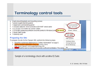 Terminology control tools




Sample of a terminology check with acrolinx IQ Suite


                                                       K.-D. Schmitz, IIM, FH Köln
 