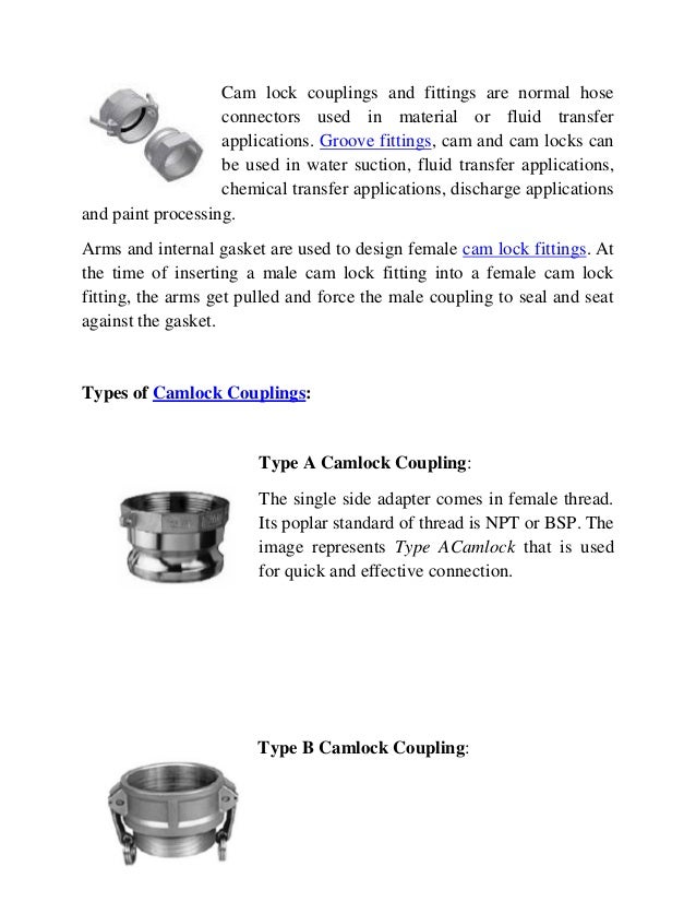 ProFlow Camlock Couplings & Cam Lock Fittings