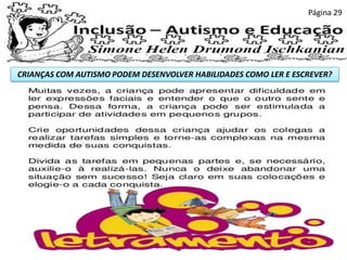 CRIANÇAS COM AUTISMO PODEM DESENVOLVER HABILIDADES COMO LER E ESCREVER?
Página 29
 