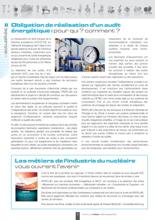 actualités
>

Obligation de réalisation d’un audit
énergétique : pour qui ? comment ?
la transposition en droit français de la
directive européenne 2012/27/Ue sur
l’efficacité énergétique fait l’objet d’une
grande vigilance de la part de nombreux
secteurs industriels, notamment pour
ce qui concerne les audits énergétiques
obligatoires pour toutes les entreprises
de plus de 250 personnes ou 50 millions
d’euros de Ca.

risqueraient de se contenter de
recommandations « standards » non
adaptées à la réalité de chaque
système industriel, voire contreproductives.

la réalisation de ces audits, d’ici
décembre 2015, puis tous les 4 ans,
est un marché considérable mais les enjeux vont au-delà puisque
ces audits devraient aboutir à des chantiers de rénovation
énergétique dans tous les secteurs d’activité.
Conscient de la part importante d’électricité utilisée par nos
produits et du potentiel d’économie réalisable, PROFlUId suit
attentivement le projet et a décidé de contribuer aux discussions
en faisant valoir la position des équipementiers.
les administrations européennes et françaises souhaitent mettre
en place des règles du jeu précises assurant la qualité et
l’indépendance des audits. Ce double objectif est louable et nous
le partageons. toutefois, en voulant aller trop loin dans les
exigences d’indépendance, certaines propositions risquent
d’affecter la qualité des audits.
en effet, il a été proposé d’interdire les auditeurs liés à des activités
de conception, fabrication, exploitation, maintenance… des objets
audités ; les utilisateurs gardant une possibilité de réaliser des
audits en se soumettant à de lourdes contraintes. Cette
dispo sition reviendrait à confier les audits à des consultants
généralistes. Or, pour nos équipements et les installations dans
lesquelles ils sont utilisés, les audits énergétiques nécessitent une
expertise pointue, difficilement présente chez les généralistes qui

les fabricants d’équipements ont
une expertise sur leurs produits et
mènent déjà parfois des actions
d’audits des procédés. Il faut donc
les autoriser à réaliser des audits
énergétiques au même titre que
d’autres experts venant des ingénieries ou des exploitants.
Une solution simple pour encadrer l’indépendance consiste à se
reposer sur l’application des normes, actuellement en cours de
développement. Il est important que l’administration fasse
confiance aux industriels qui travaillent depuis des années sur
cette thématique dans le cadre de la normalisation et des travaux
collectifs au CetIM. Une norme existe déjà sur les systèmes de
compression d’air et une norme d’audit énergétique des
systèmes de pompage est depuis des années en préparation.
PROFlUId a fait part de ces remarques à la direction Générale de
l’energie et du Climat à travers une position professionnelle et
nous restons vigilant sur l’évolution des textes. la mise en place
d’audits obligatoires simplifiés, à l’image de ce qui s’est pratiqué
pour les diagnostics des logements individuels ne nous semble
adapté ni à nos usines ni à celles de nos clients. Cela risque d’une
part d’aboutir à des propositions de travaux non pertinentes qui
ne seront pas suivies d’effets et d’autre part à empêcher la
réalisation d’audits de qualité.
a une volonté louable d’amélioration des performances
environnementales se substituerait une nouvelle charge financière
pour les entreprises, sans bénéfice pour l’environnement…

Les métiers de l’industrie du nucléaire
vous ouvrent l’avenir
C’est le titre de la pochette qui regroupe 13 fiches métiers dans le nucléaire et pour lesquels edF,
comme ses prestataires, vont avoir d’importants besoins de recrutement dans les années à venir.
PROFlUId, avec les syndicats FIM energétique et sNCt, ont contribué à la rédaction des fiches
« Mécanicien sur machines tournantes », « Mécanicien robinetier » et « Chaudronnier et tuyauteur » en
répertoriant les formations professionnelles qui conduisent à ces métiers.
Ces fiches sont disponibles sur http://prestataires-nucleaire.edf.com ainsi que sur le site de PROFlUId.
elles seront également diffusées lors d’actions plus ciblées de rencontres ou d’échanges avec des
centres de formation.
Pour recevoir ces fiches, veuillez en faire la demande auprès de Roxane NICOlas : rnicolas@profluid.org

5

PROF LUID infos

• N°66 • janvier 2014

 