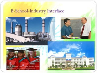 B-School-Industry Interface Prof M.C.Rashid Khan , GSBA , Greater Noida, UP Ph: 09810902355,mcrashidkhan@gmail.com 