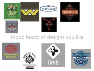 Mood board of designs you like
 